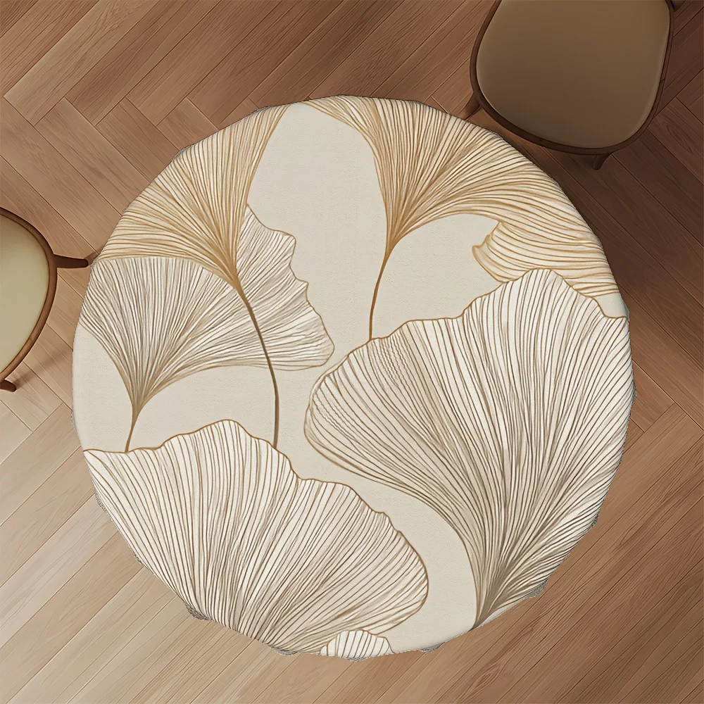 One elegant silver maple leaf round tablecloth - suitable for kitchen and outdoor dining scenarioszyc