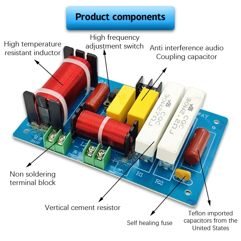 PA-2A 450W 2 Way Audio Speaker Frequency Divider Tweeter Bass Crossover Filter Speaker Amplifier Home Sound Theater Tool
