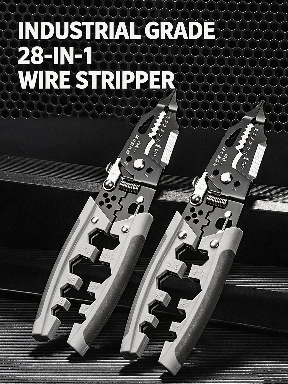 28 In 1 Multifunction Wire Stripper Crimper Pliers Cable Cutter Electrician Wiring Crimping Hand Tools For DIY Industrial Grade