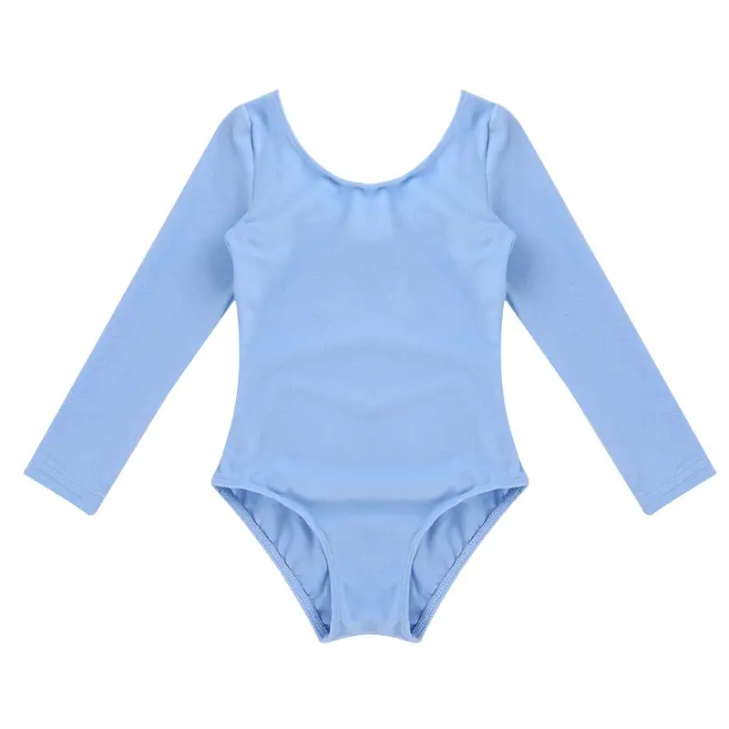 Kids Girls Long Sleeve Ballet Leotards Dance Costume Warm Solid Color Gymnastics Workout Training Bodysuit Dancer Wear - Image 8