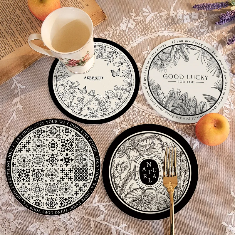 4pcs Round Coasters Anti Slip Placemats Modern Table Mat Dining Table Mat Round Drink Cup Coasters Mug Cup Pad Tableware Pads