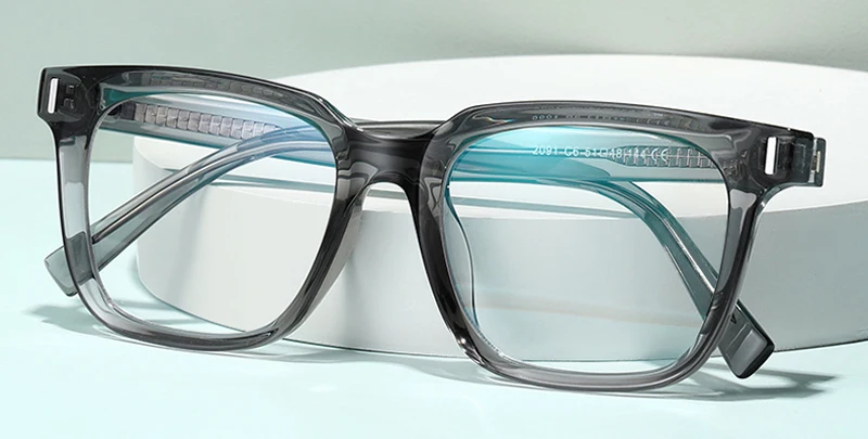 Kachawoo Anti-Blaulicht-Brille, TR90-Acetat, quadratischer Brillenrahmen für Damen, Trend, koreanischer Stil, Unisex, transparent, grau – Detail 1