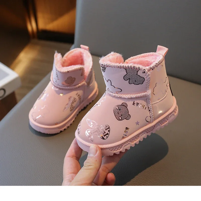 Botas Para Niña Child Snow Boots Winter New Cartoon Girl Cotton Shoe Plush Boy Ankle Boots Cute Kid Shoe Warm Padded Boot Botas