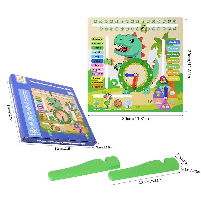 Calendario per bambini Calendario prescolare Orologio didattico 6 in 1 Divertimento per raccontare il tempo Orologio didattico Giocattoli per l'apprendimento e l'educazione Giocattoli da viaggio