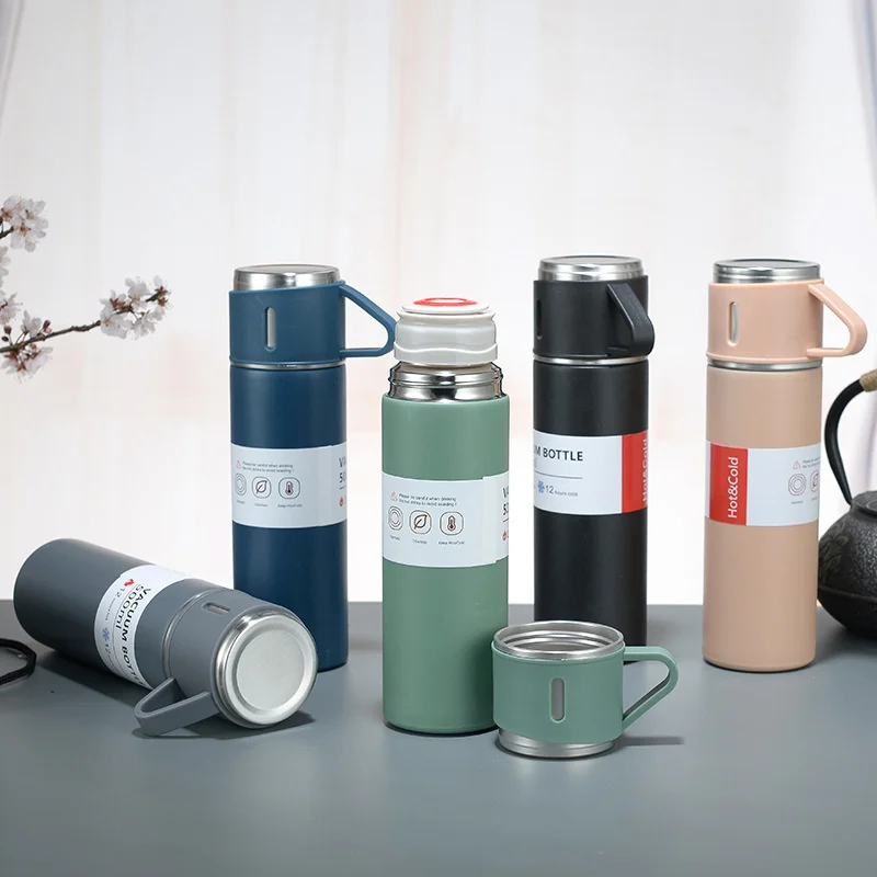 500ML Stainless Steel Vacuum Flask with Business Style Shimmering Design Coffee Mug Thermos Bottle with Portable Carafe