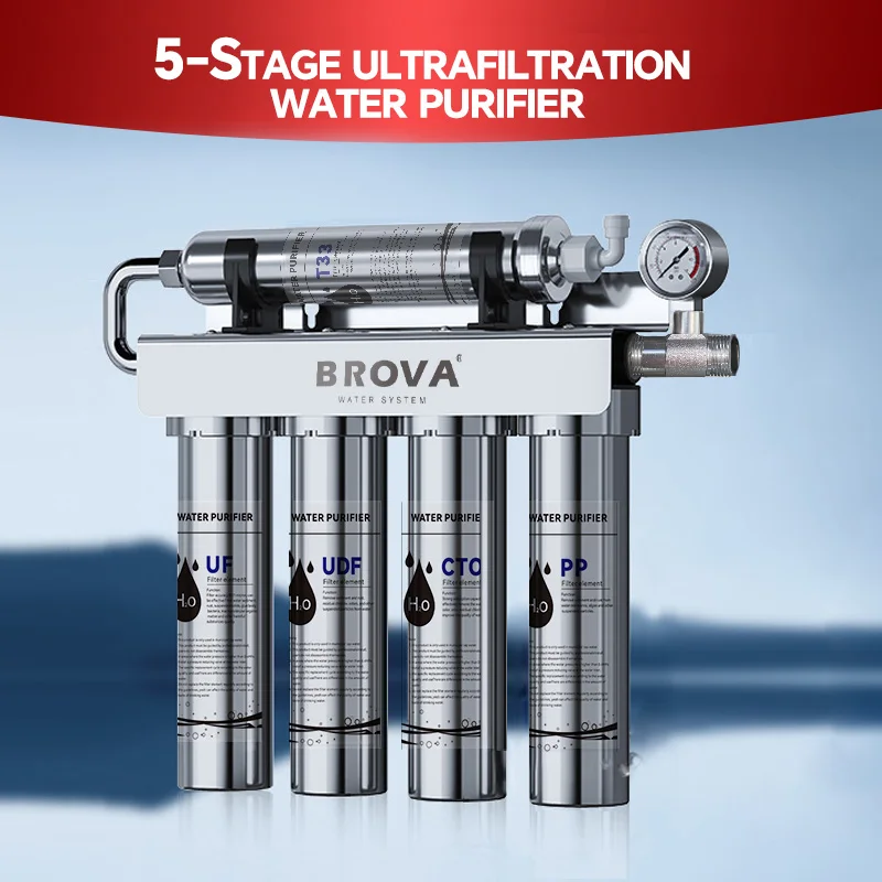 Image of 5-stufiges Ultrafiltrations-Wasseraufbereitungssystem für die Küche mit Skalenhemmung, Kohle-UF-Wasserfilter