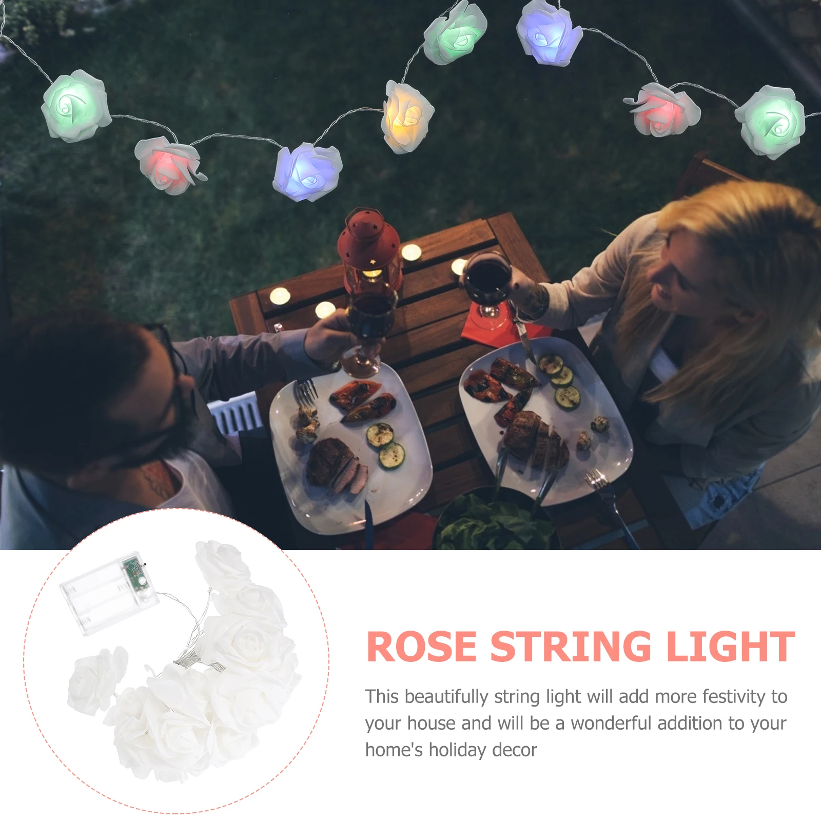 

Rose String Lights Valentine's Day Led Display Decorations Decorate Romantic Valentines Décor Plastic