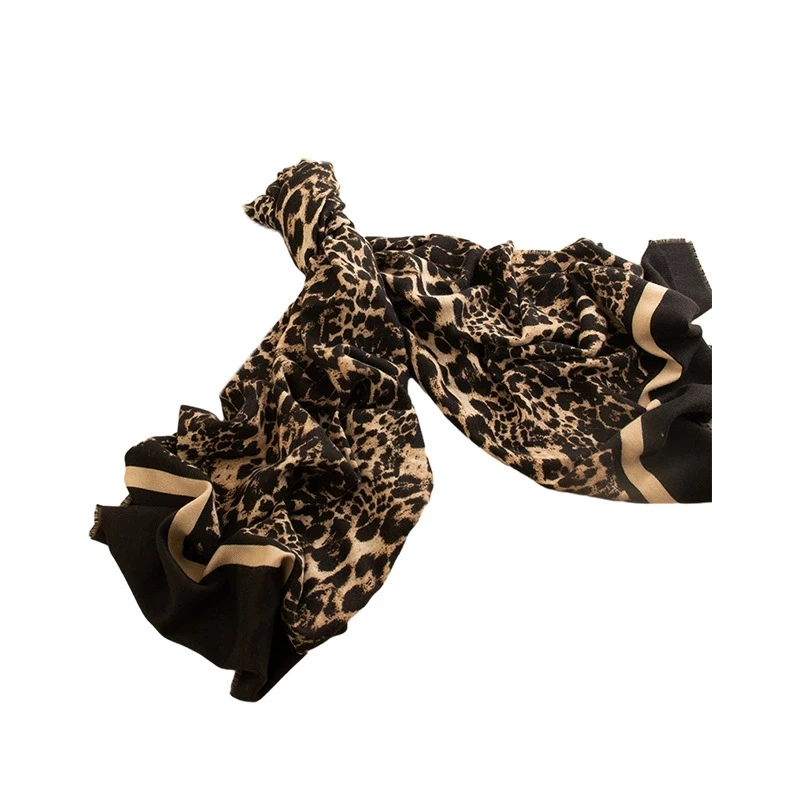 2025 Leopard Print Faux Cashmere Scarf for Women Warm Winter High-end Quality Long Scarf and Shawl Stoled Echarpe