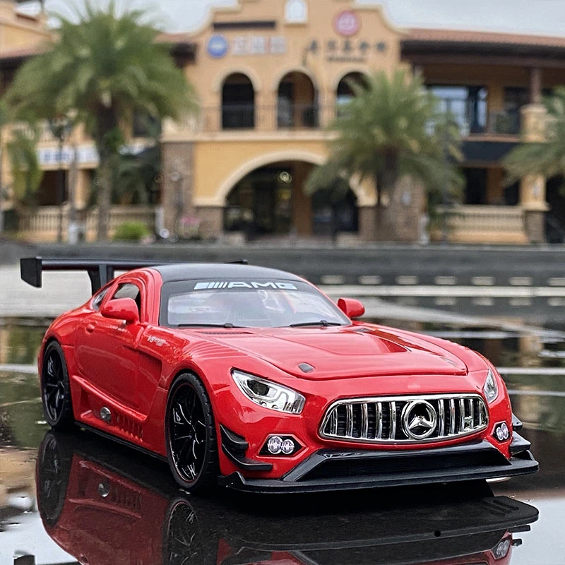 1:24 AMG-GT Alloy Sports Car Model Diecast Metal Toy Vehicles Car Model High Simulation Sound and Light Collection Toy Gift