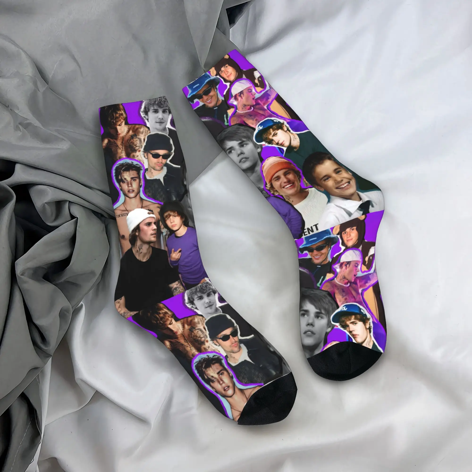 

Женские и мужские носки с изображением канадского певца Джастина Бибера, зимние готические удобные носки, дизайнерские спортивные противоскользящие носки для бега