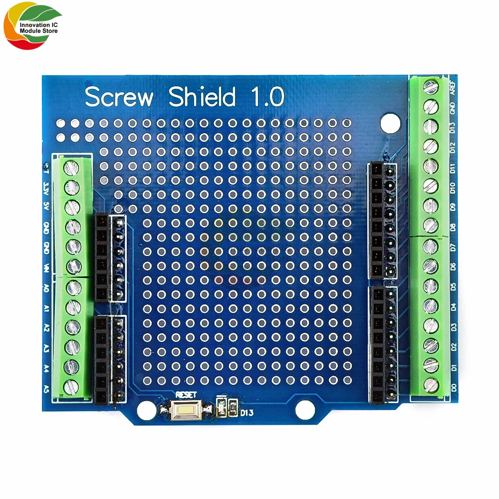 Proto Screw Shield for Arduino Open Source Reset Button D13 LED NEW For Breadboard 3.81 Terminal Double-sided PCB SMT Solder DIY