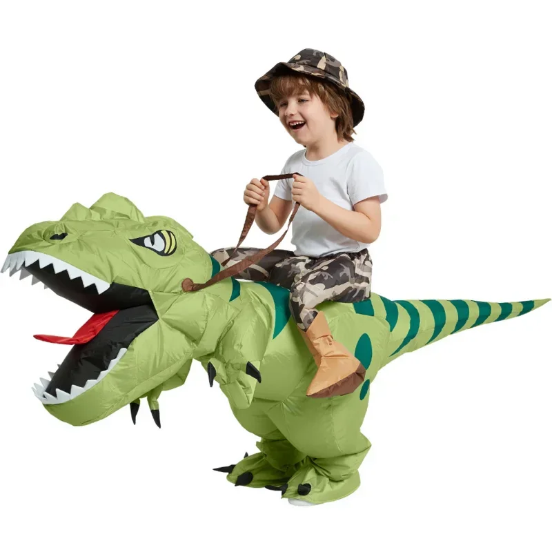 Inflatable Dinosaur Riding T Rex Air Blow Up Funny Fancy Dress Party Halloween Costume For Kids Adult MN3