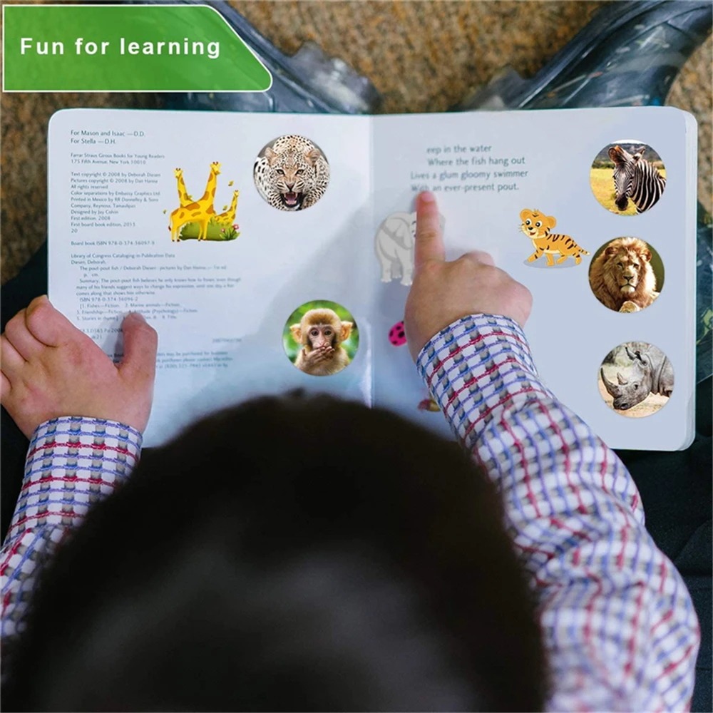 子供のための動物園の報酬ステッカー,500個/ロール,学校の子供のための楽しい動機付けのステッカー,素敵な文房具