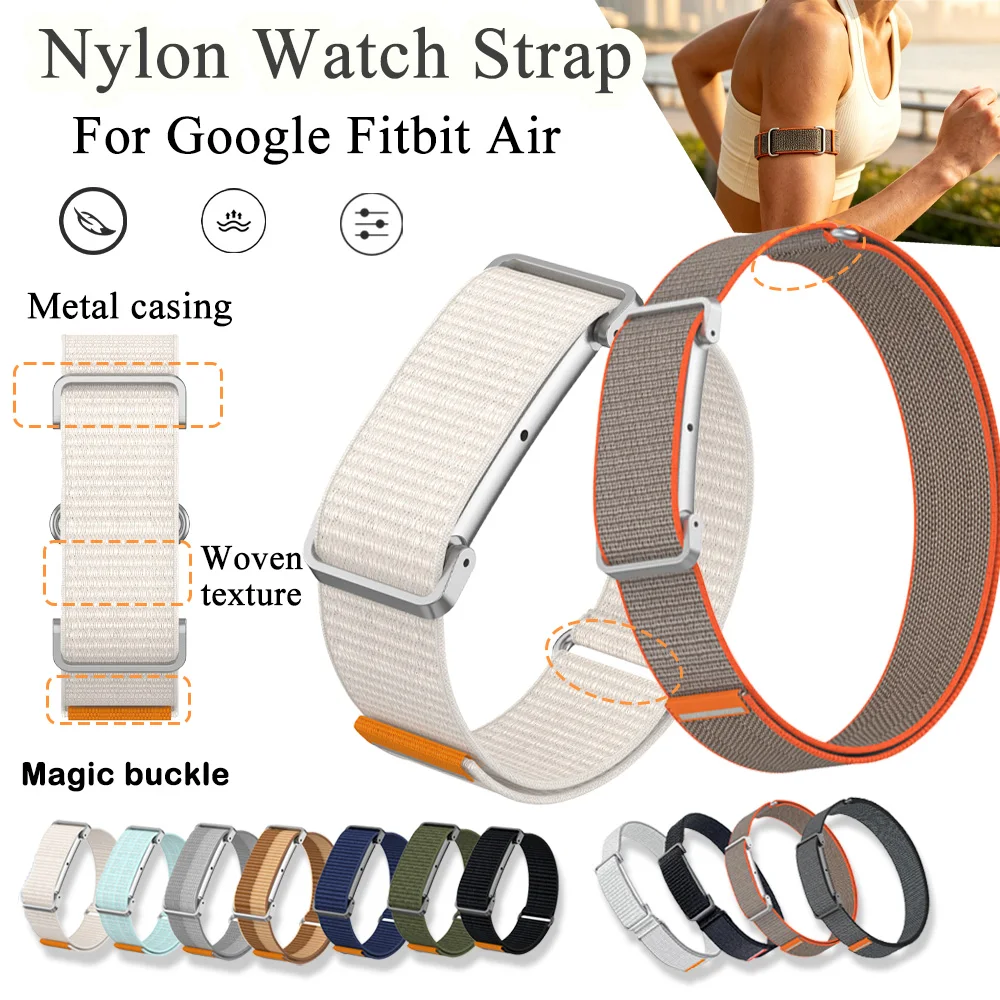 New Nylon Strap Set with A Metal Casing for Google Fitbit Air Unisex Adjustable Woven Strap for Google Fitbit Air Long Time Use