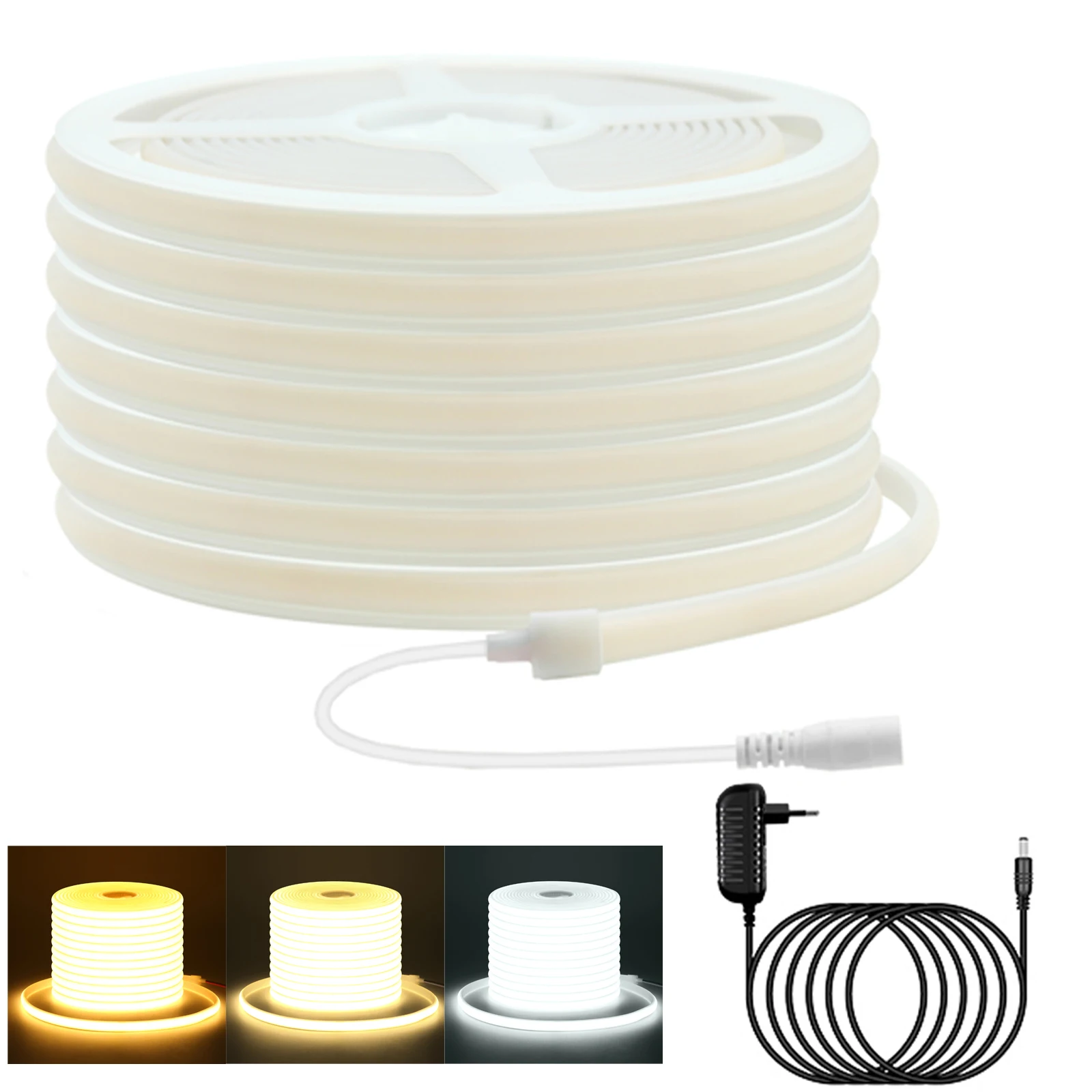 

Вилка ЕС/США/Великобритании/Австралии 12 В/24 В 320 светодиодов/м COB светодиодная лента 1-10 м водонепроницаемая 3000-6500 К гибкая лента для домашнего декора сада освещение