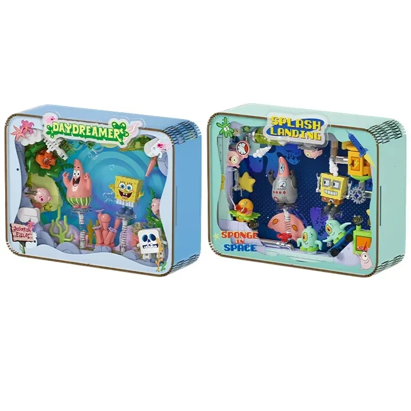 Animation SpongeBobs Building Blocks Patrick Star Photo Frame Toy Assembly Girls Desktop Ornaments Peripherals Gift Peripherals