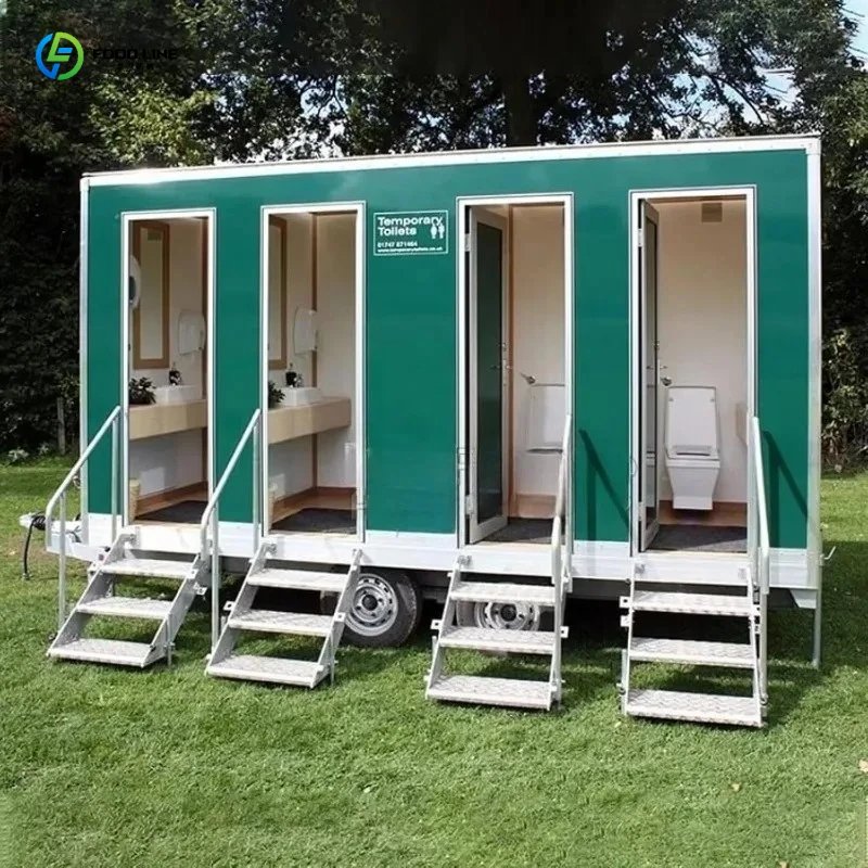 Luxury ADA Shower Toilet Restroom, Portable Trailer Heating AC Fan Blower, for Weddings Construction Camping Trips
