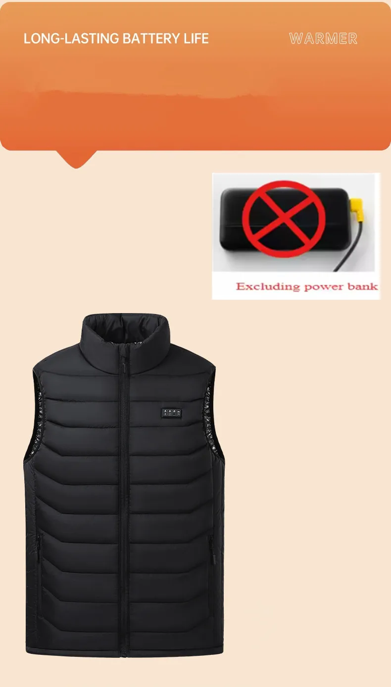Neue intelligente Heizweste mit 28 Zonen für den Winter, dicke und warme Heizweste für Herren und Damen (ohne Powerbank) – Detail 4
