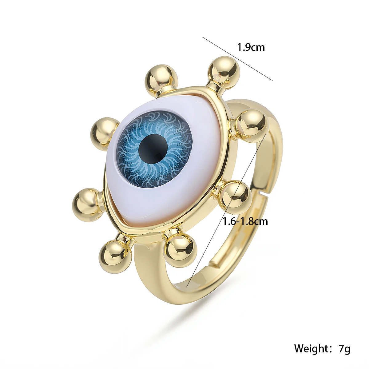 Blue Evil Eye Open Ring Vintage Lucky Protection Statement Cuff Ring Trendy INS Style Fashion Finger Jewelry For Women Men