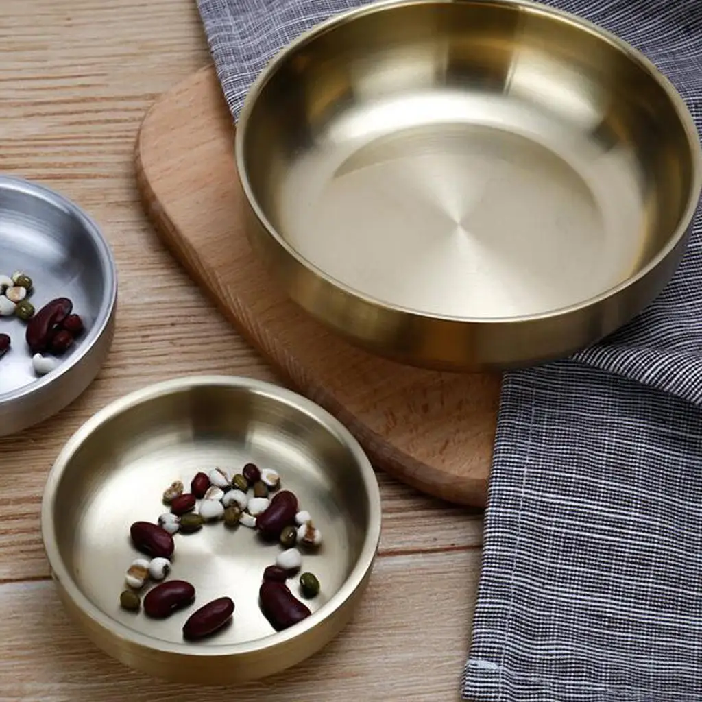 Plato Redondo de Acero Inoxidable 304 Estilo Coreano para Salsas, Contenedor de Alimentos para el Hogar, Cocina, Aperitivos
