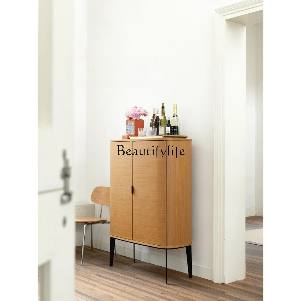 Mid-Ancient Simple Wood Grain Sideboard Cabinet Post-Modern Light Luxury Minimalist Decorative Storage Cabinet