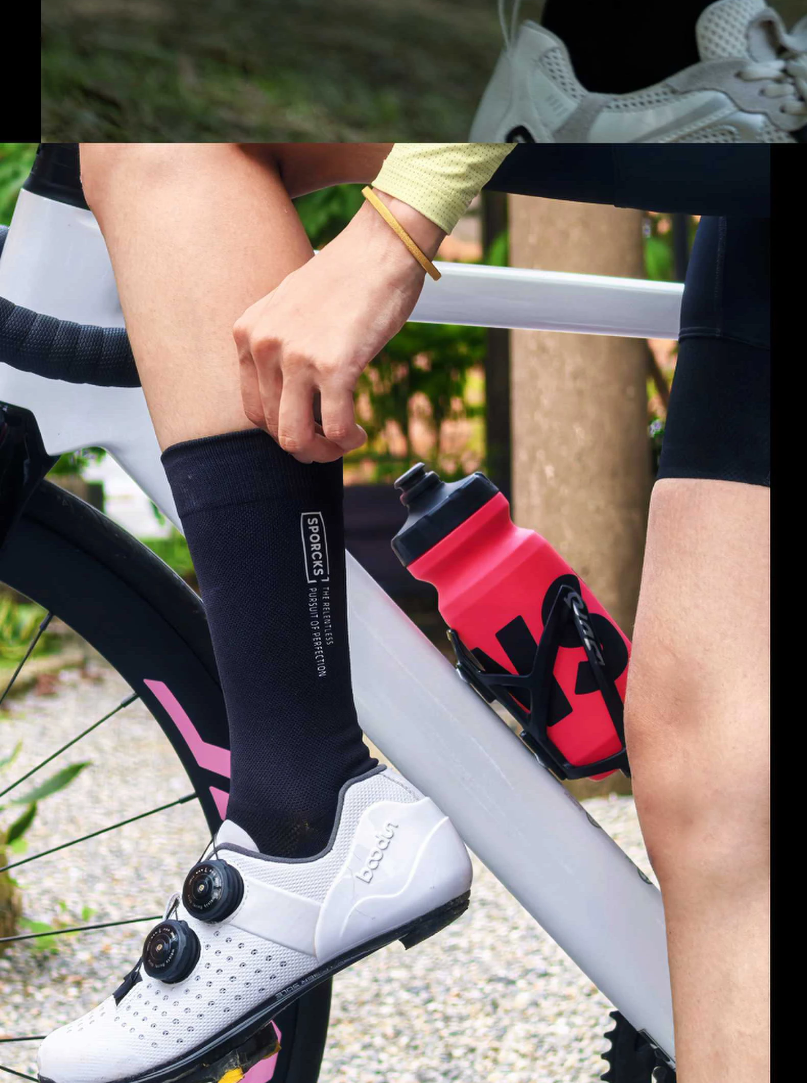 Sporcks Bunte, hochreflektierende Radsocken, Fahrradsocken für Rennrad, Mountainbike, Sportsocken, atmungsaktiv, verschleißfest, bequeme mittelhohe Socken, Sr-03 – Detail 11