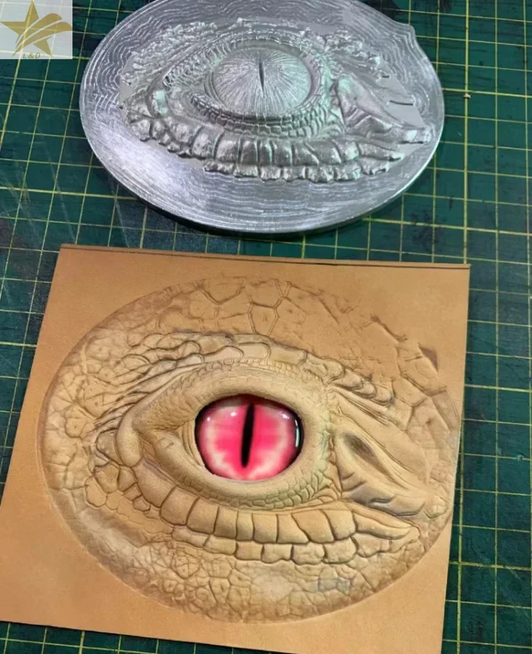 

Metal Dragon Dinosaur Eye Leather Embossing Mold 3D Concave Convex Stamp Aluminum Alloy Pressing Mould Two Sizes Craft Tool