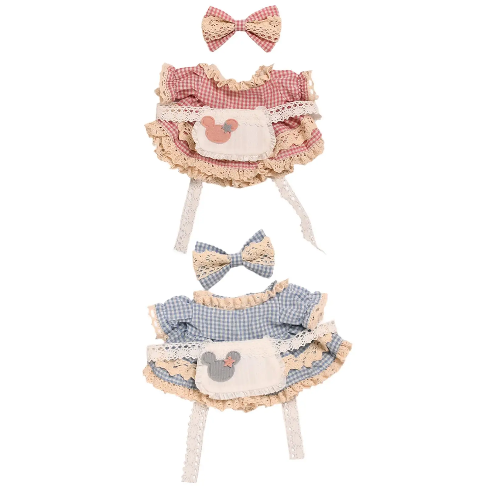 Stuffed Doll Checkered Dress Plush Doll Accessories Clothes for 20cm Dolls