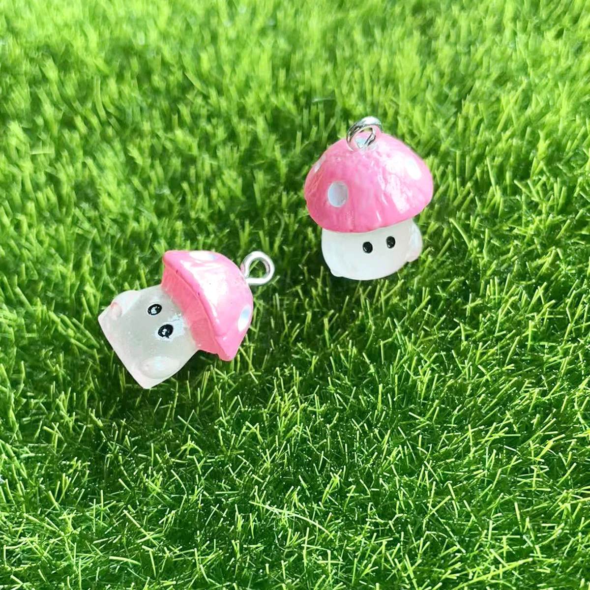 10pcs  Simulation Colorful  Luminous Mushroom Charms For Pendant DIY Earrings Necklace Jewelry Accessories Finding