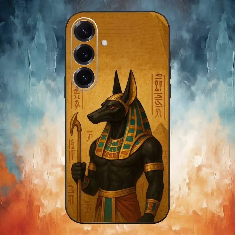 เคสโทรศัพท์เทพอันูบิสแห่งอียิปต์โบราณ สำหรับ Samsung Galaxy A73,A72,A71,A70,A53,A52,A51 และอื่นๆ  แบบนิ่ม สีดำ