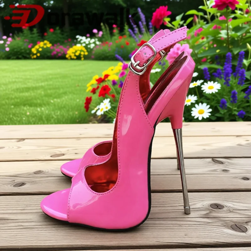 

MEN 16cm Ultra High Heels Summer Sandals Sexy Pink Red inside Customize Peep Toe Slip On Cosplay Drag Queen Unisex Shoes Women