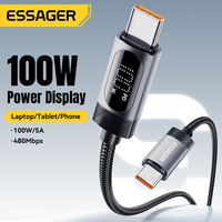 Essager Digital Dispaly USB Type C To USB C Cable For iPhone16 15 100W PD Fast Charging Wire Cord For Macbook Xiaomi Samsung S24