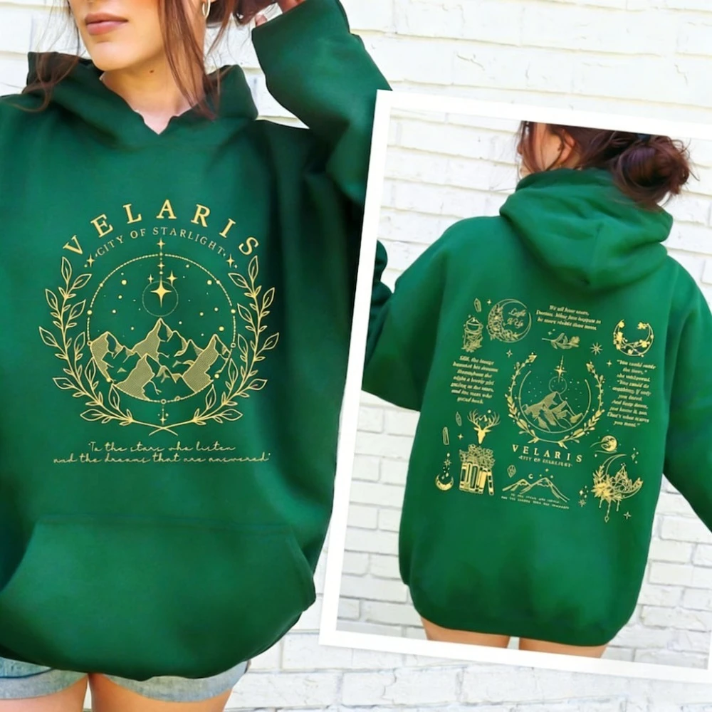 Sudadera con capucha Velaris inspirada en la cancha nocturna ciudad de Starlight Fantasy Merch inspirado en SJM sudadera con capucha de invierno Unisex para mujer regalo de amante de los libros