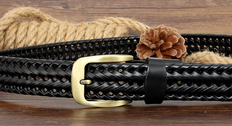 Männer Und Frauen Gürtel Aus Echtem Leder Weibliche Luxus Strap Gürtel Kummerbund Gewebt Gestrickte Qualität Hohe Jeans Hosen Zubehör – Detail 14