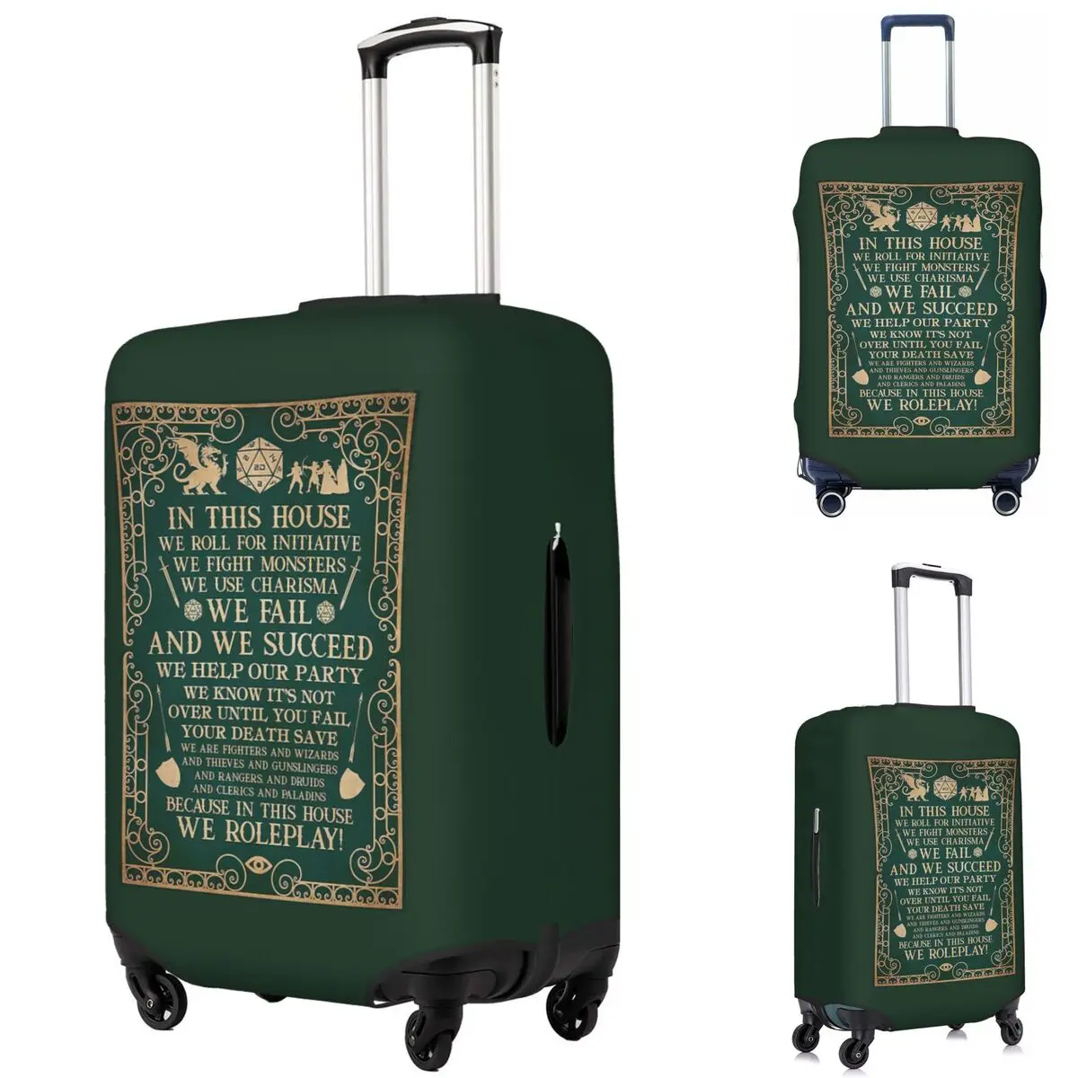 

Dnd Game In This House We Roll For Initiative We Roleplay Suitcase Cover Protection Elastic Travel Luggage Protector Covers