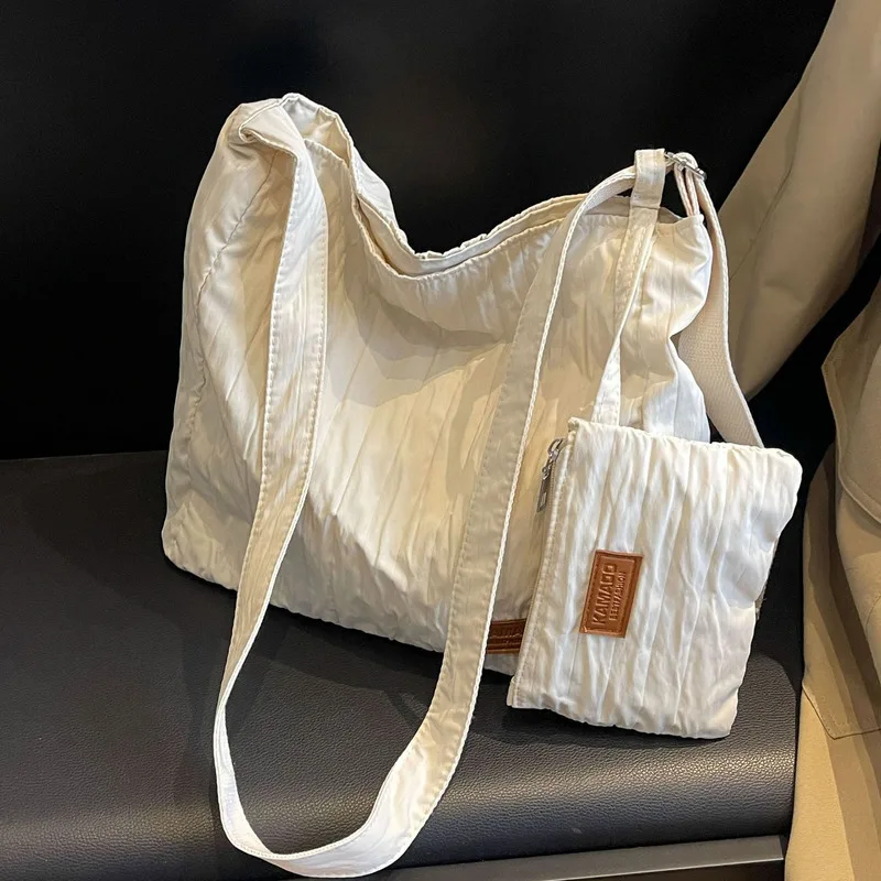 

New Minimalist Texture Versatile Large Capacity Shoulder Bag Ultra Soft Foldable Shoulder Handbags With Coin Purse