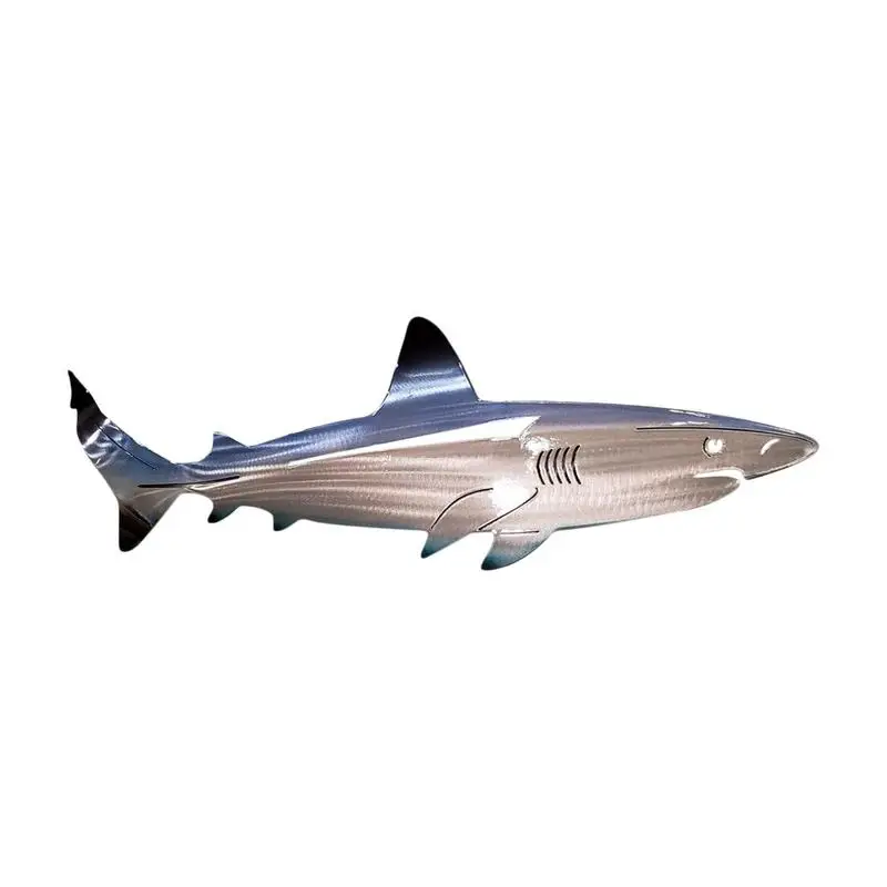 Stainless Steel Shark Art Figurines Ocean Fish Statue Indoor Outdoor Wall Hanging Pendant Wall Decoration Accessories For All