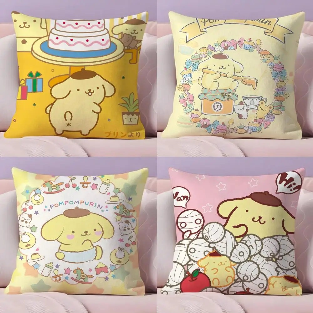 Pomppurin bonito fronha tecido de pelúcia macio dupla face impresso sofá quente inverno casa criança presente capa de almofada