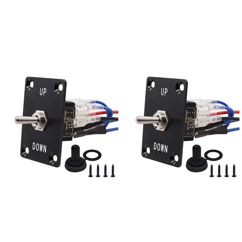 AT02-2X Rocker Toggle Switches Momentary 6 Pin 3 Position (ON)-Off-(ON)UP/Down Polarity Reverse Switch With Panel,Wires Cap