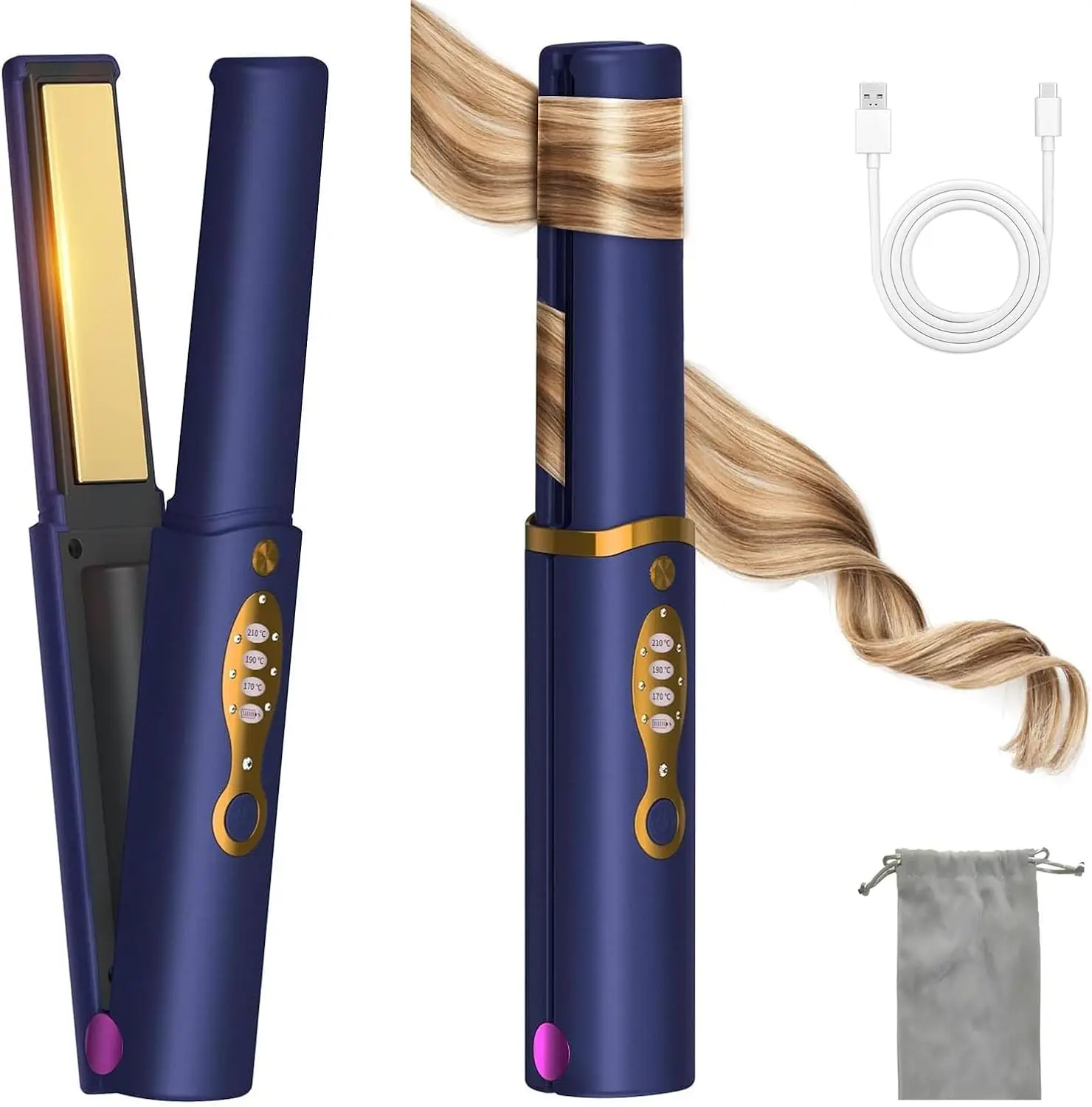 Cordless Hair Straightener Portable Hair Straightener for Straightening and Curling, 5000mAh Rechargable Wirless Hair