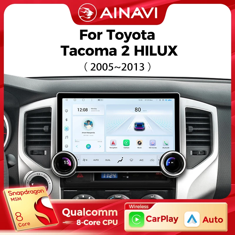 

Мультимедийный плеер Ainavi 11,8 дюйма для Toyota Tacoma 2 N200 Hilux 2005-2013, Carplay, Android, авто, стереосистема