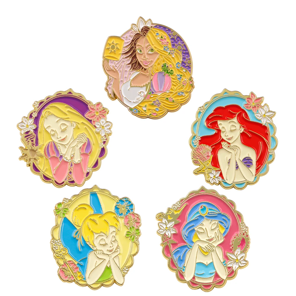 

Cute Cartoon Princess Soft Enamel Pins Lapel Pins for Backpack Girls Women Brooch for Clothes Badges Accessories Gifts