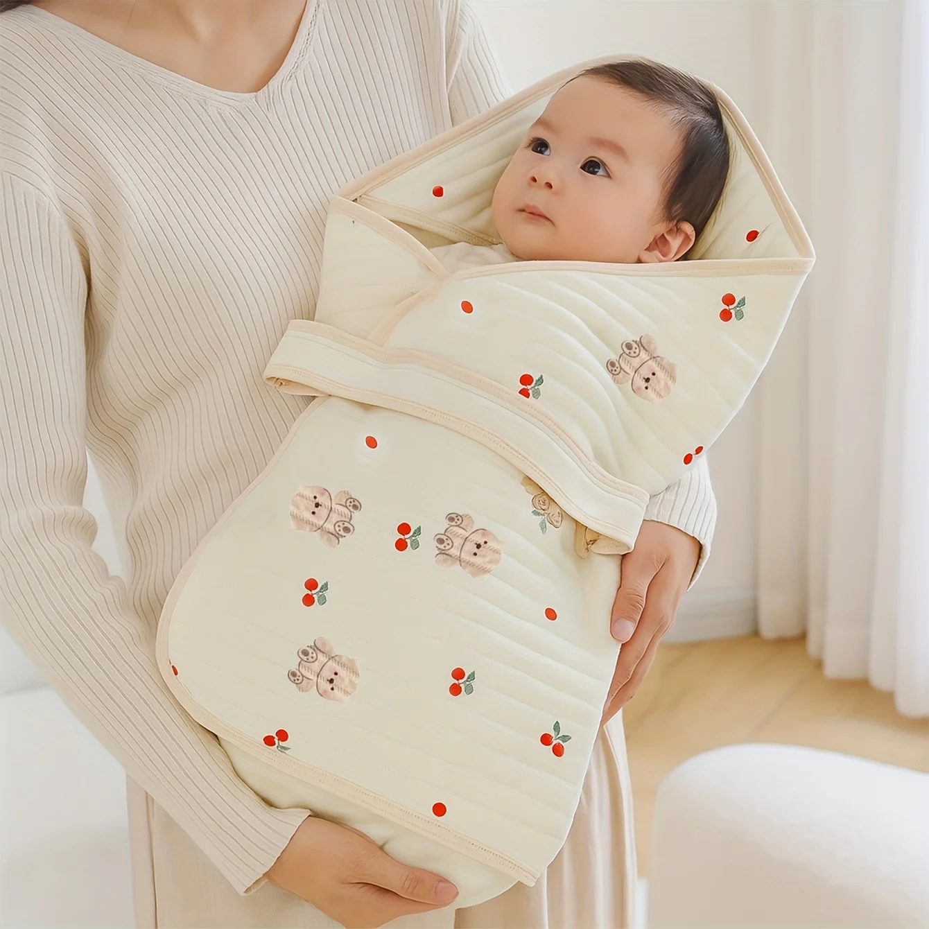 

1 шт. пеленка-одеяло для новорожденных с рисунком вишневого медведя, плед для малышей и покрывало для младенцев