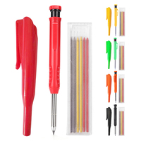 Solid Carpenter Pencil Set with 6 Refill Lead Mechanical Pencil Marking Tool Built-in Sharpener for Woodworking Architect