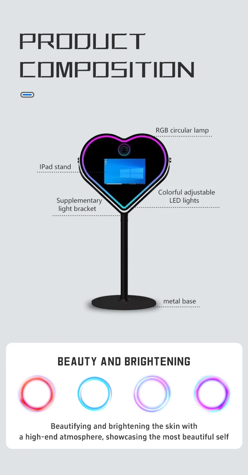 Оптовая продажа, портативное волшебное зеркало для селфи, фотобудка, сенсорный экран, светодиодная рамка, совместимые камеры для свадеб, мероприятий, IPads, GoPros SLR