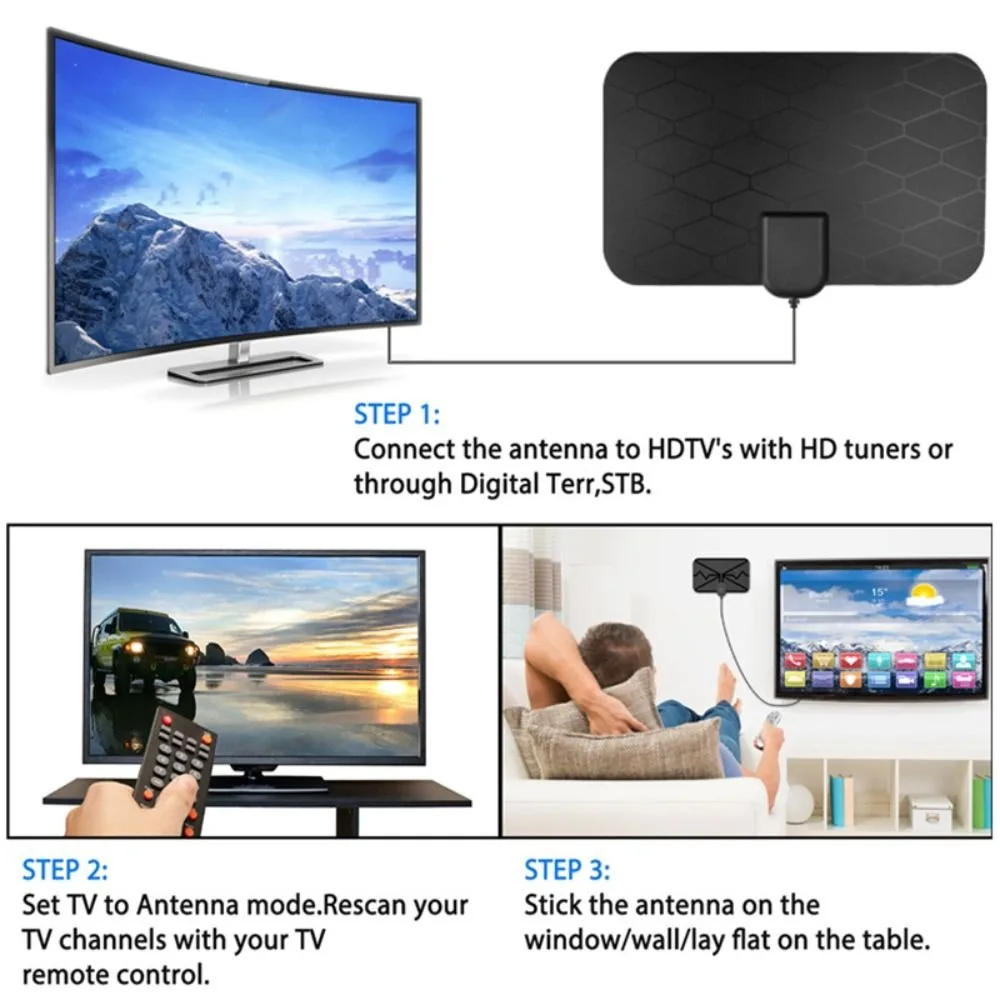 Indoor Digital DVB-T2 TV Antenna 3000 Miles Range 4K 8k HDTV 1080p Receiver Amplifier Booster For tv box Car antenna