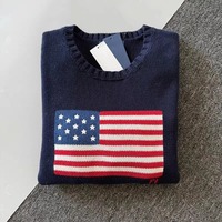2025 Autumn Winter Trendy Knitted Thread Men Knitwear US Flag Harajuku Thick Sweater Streetwear Costume Women Sweaters Tops New