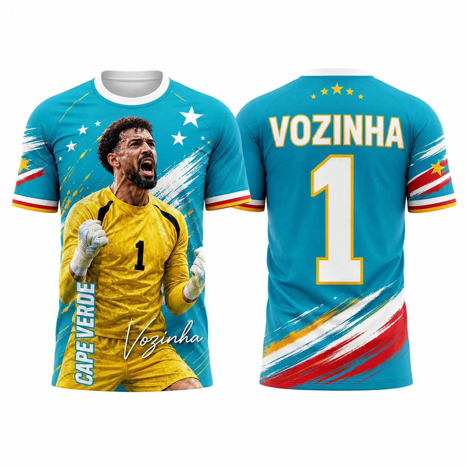 Cape Verde Vozinha No.1 Goalkeeper Fan Shirt for 3D Women Kids Short Sleeve Football Supporter Top