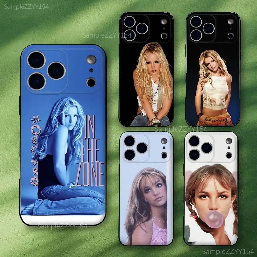 

B-Britney S-Spears Phone Case For iPhone 17,16,15,14,13,12,Pro,Max,Plus,E,SE4,Air,Mini Black Soft Funda