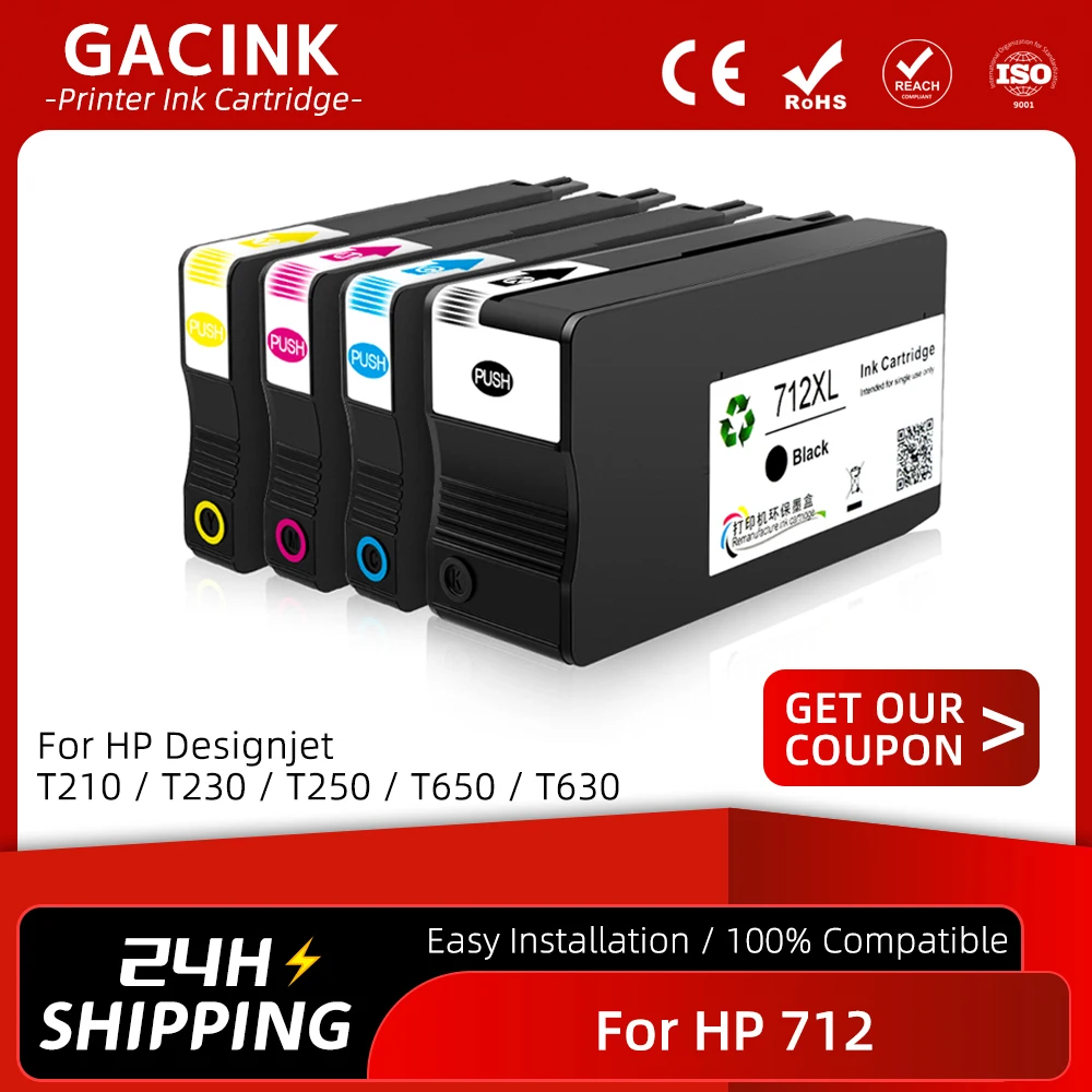 

For HP 712 712XL Ink Cartridge With Full Ink HP712 For HP DesignJet T210 T230 T250 T650 T630 Printer 3ED71A 3ED67A 3ED68A 3ED69A